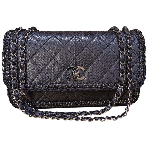 chanel black python bag|chanel python clutch bag.